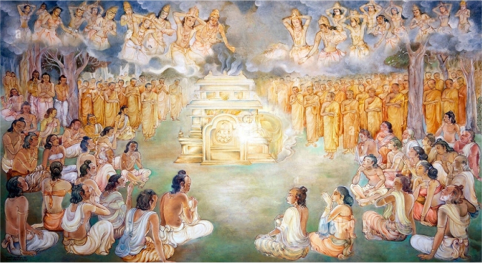 Tranh khắc họa cảnh Đức Phật nhập niết bàn